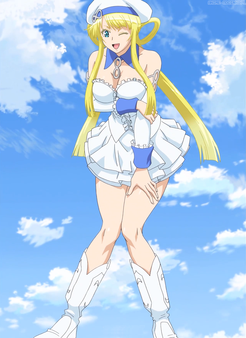 10s artist_request blonde_hair blue_eyes breasts inu_to_hasami_wa_tsukaiyou maxi_akizuki skirt tagme white_skirt