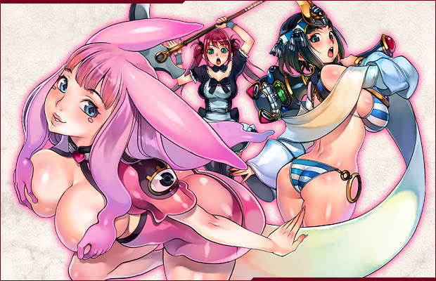 3girls airi_(queen&#039;s_blade) airi_(queen&#039;s_blade) airi_(the_infernal_temptress) ancient_princess_menace animal_ears ass bare_shoulders bikini black_hair black_legwear blue_eyes blunt_bangs blush breasts breasts_out butt_crack cleavage f.s. grabbing_another&#039;s_breast green_eyes groping heart jewelry large_breasts long_hair melona_(queen&#039;s_blade) melona_(queen&#039;s_blade) menace_(queen&#039;s_blade) menace_(queen&#039;s_blade) multiple_girls o-ring o-ring_bikini o-ring_bottom open_mouth panties parted_lips pink_hair protean_assassin_melona queen&#039;s_blade rabbit_ears red_hair revealing_clothes see-through_clothes sideboob skirt smile striped_clothes striped_panties swimsuit thighhighs thighs twintails underwear very_long_hair weapon