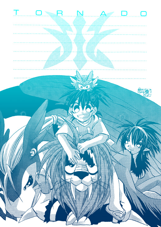 anna_(legendz) bandana dragon fangs harpy_(legendz) legendz legendz_(creature) leon_(legendz) long_hair manticore manticore_(legendz) pointy_ears ranshiin_(legendz) shiron_(legendz) short_hair shuzo_matsutani whiskers wings