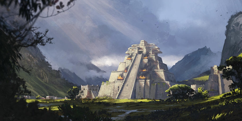 ancient_mayan jungle mayan mayan_mythology mountain nature pyramid_(structure) ruins temple