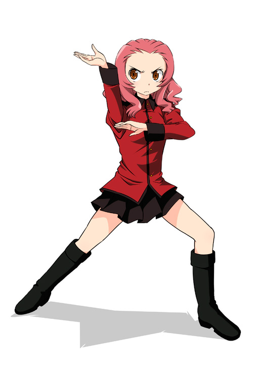 1girl black_boots black_skirt boots brown_eyes closed_mouth commentary epaulettes female_focus frown full_body girls_und_panzer gofu jacket kamen_rider kamen_rider_super-1_(series) long_sleeves looking_at_viewer medium_hair military military_uniform miniskirt pleated_skirt red_hair red_jacket revision rosehip_(girls_und_panzer) shadow simple_background skirt solo st._gloriana&#039;s_military_uniform standing v-shaped_eyebrows white_background