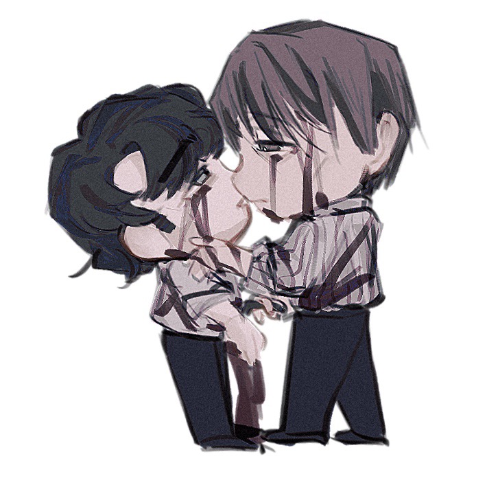 2boys animification black_footwear black_hair black_pants blood blood_on_clothes blood_on_face blood_spray bloody_tears blue_eyes brown_hair chibi chinese_commentary closed_mouth collared_shirt commentary_request expressionless from_side grey_eyes hand_on_another&#039;s_face hannibal_(tv_series) hannibal_lecter haogou_bianshang_piao high_collar holding holding_knife imminent_kiss knife long_sleeves male_focus messy_hair multiple_boys pants parted_lips pinstripe_pattern pinstripe_shirt shirt shoes short_hair short_sleeves simple_background stab standing white_background white_shirt will_graham wrinkled_skin yaoi