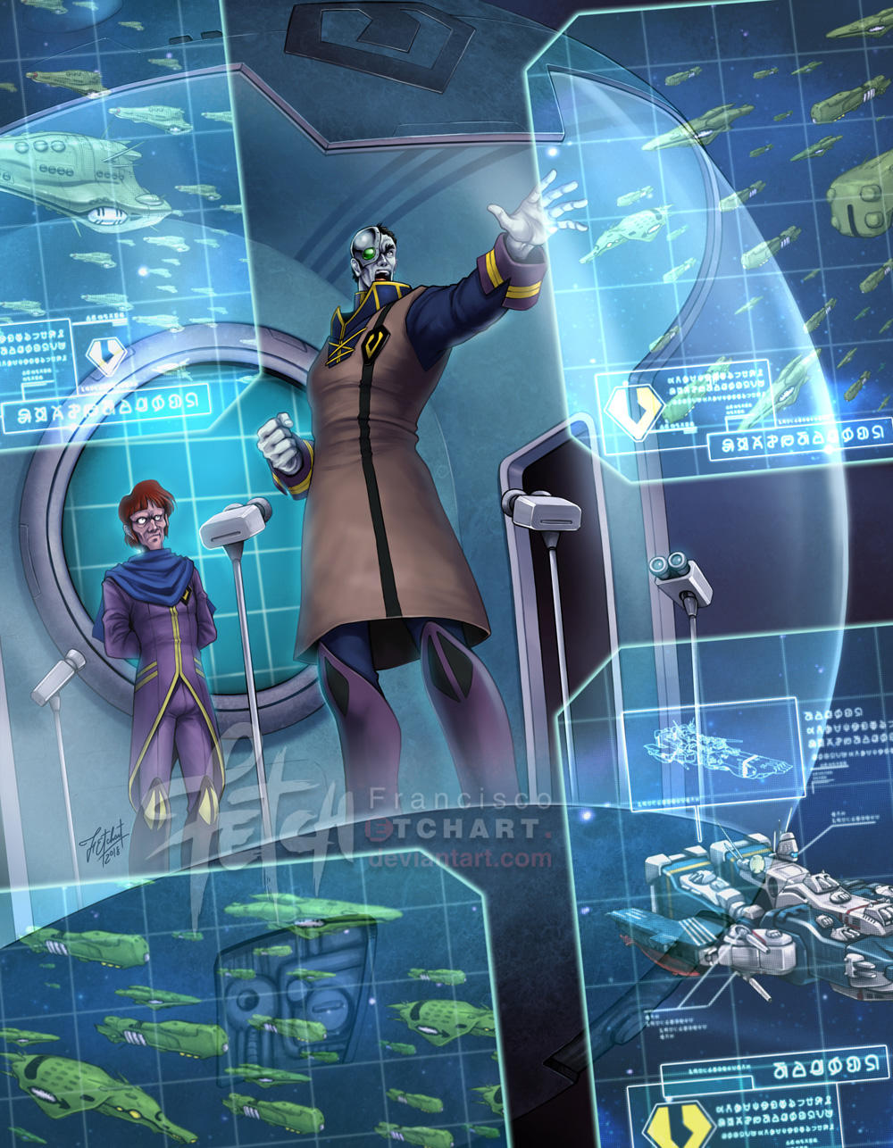 alien angry breetai choujikuu_yousai_macross cyborg emblem exsedol_folmo faceplate fleet franciscoetchart giant highres holographic_interface holographic_monitor insignia macross mecha military military_uniform nupetiet-vergnitzs picket_patrol_ship queadol-magdomilla quiltra-queleual robot robotech sdf-1 shouting spacecraft_interior thurvel-salan zentlardy_alphabet zentradi