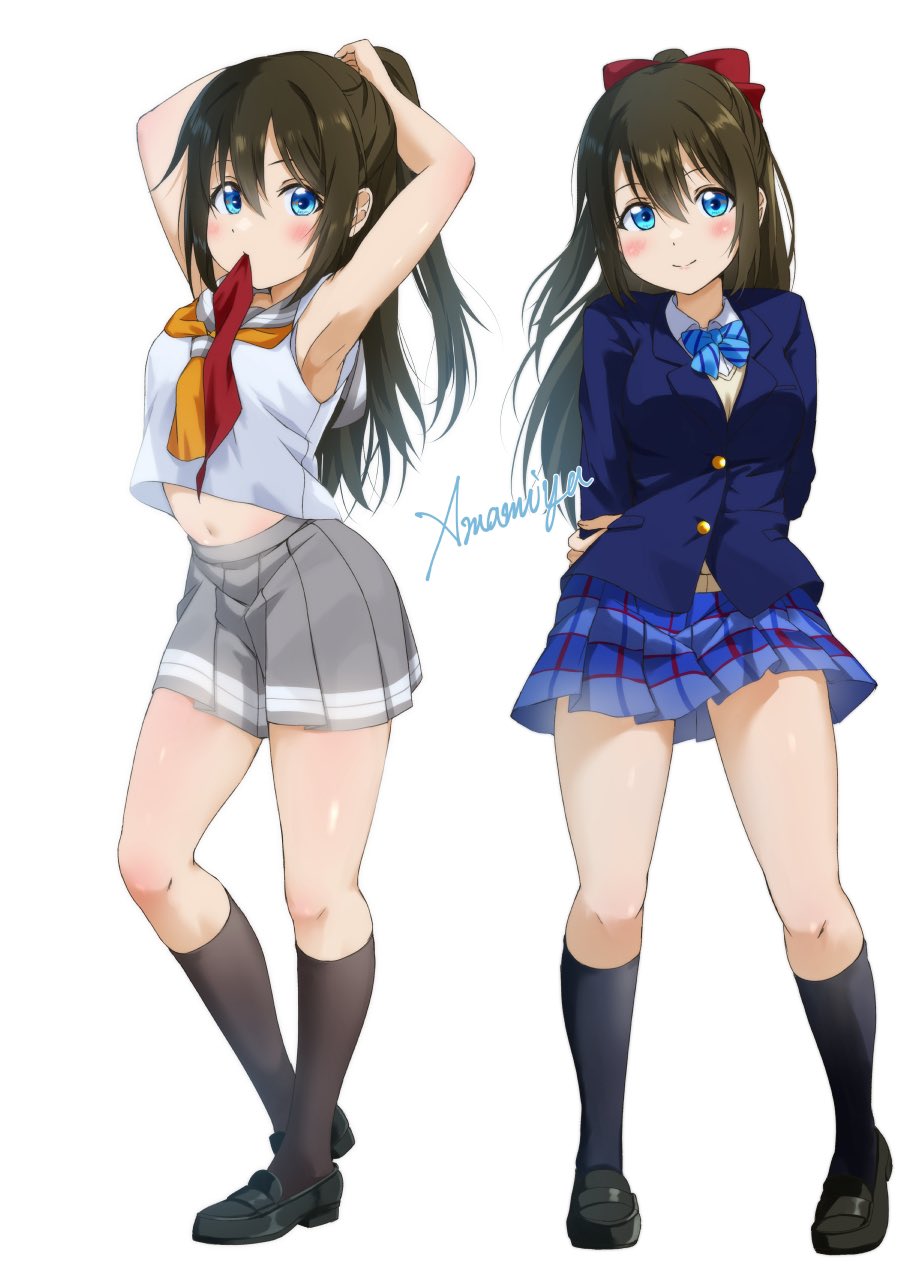 1girl brown_hair grey_skirt love_live! love_live!_nijigasaki_high_school_idol_club osaka_shizuku otonokizaka_school_uniform skirt uranohoshi_school_uniform