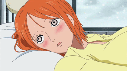 1girl animated animated_gif anime_screenshot bed blush drum_island episode_of_chopper_plus female_focus fever inoue_eisaku lowres lying nami_(one_piece) nami_(one_piece)_(drum_island) non-web_source on_back one_piece orange_hair pillow short_hair snow snowing solo staring