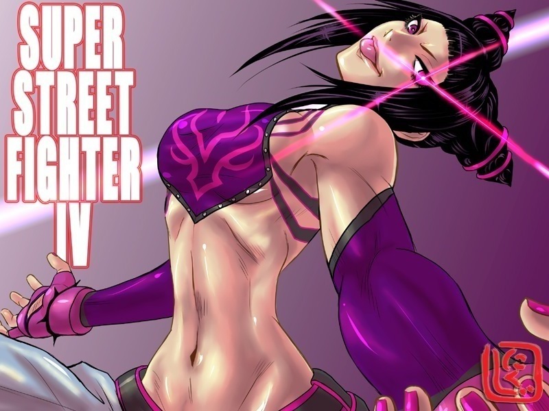 1girl bare_shoulders belt black_hair bracelet breasts capcom crop_top detached_sleeves drill_hair female_focus fingerless_gloves gloves glowing glowing_eye halterneck han_juri head_back jewelry lips medium_breasts narrow_waist navel nikuji-kun pointy_hair purple_eyes short_hair short_twintails sideboob smile solo spiked_bracelet spikes street_fighter street_fighter_iv_(series) toned toned_female tongue tongue_out twin_drills twintails