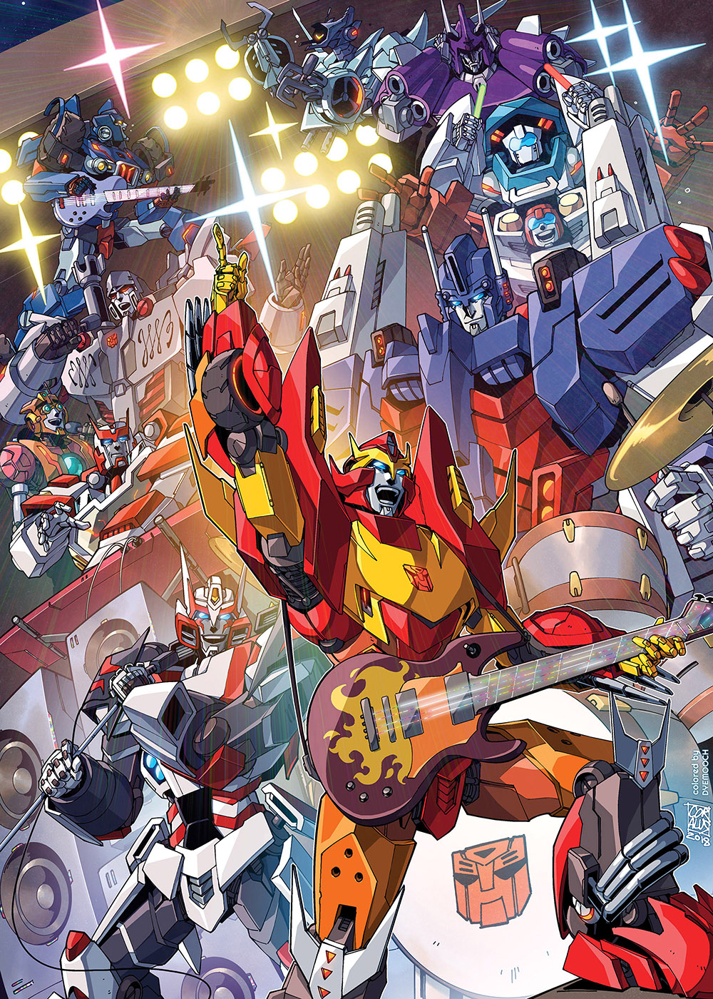 character_request commentary_request coralus_sf drift_(transformers) drum highres instrument mecha megatron mixed-language_commentary music no_humans playing_instrument robot rung_(transformers) speaker stage stage_lights swerve_(transformers) tailgate_(transformers) the_transformers_(idw) transformers ultra_magnus whirl_(transformers)