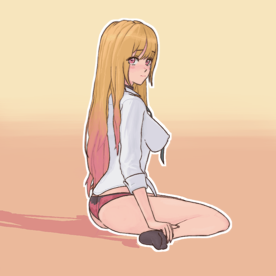 breasts full_body kitagawa_marin non-web_source panties simple_background sono_bisque_doll_wa_koi_wo_suru underwear