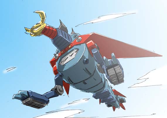 cloud daikuu_maryuu day dragon gaiking gaiking:_legend_of_daikuu_maryuu official_art sky treaded_heels