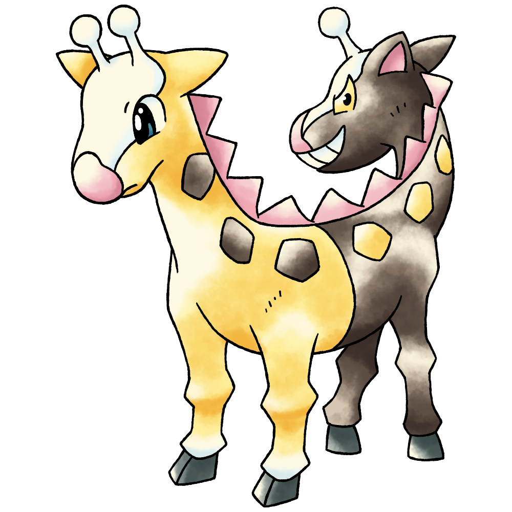 aqua_eyes back_spikes black_eyes closed_mouth colored_sclera constricted_pupils derivative_work evil_grin evil_smile full_body gen_2_pokemon girafarig girafarig_(prototype) giraffe grey_fur grin hooves horns looking_ahead looking_at_viewer looking_back multiple_heads nintendo no_humans official_style pokemon pokemon_(creature) pokemon_focus pokemon_gsc_(prototype) prototype_design raciebeep simple_background single_horn smile solo standing sugimori_ken_(style) tachi-e transparent_background v-shaped_eyes watercolor_effect white_horns yellow_fur yellow_sclera