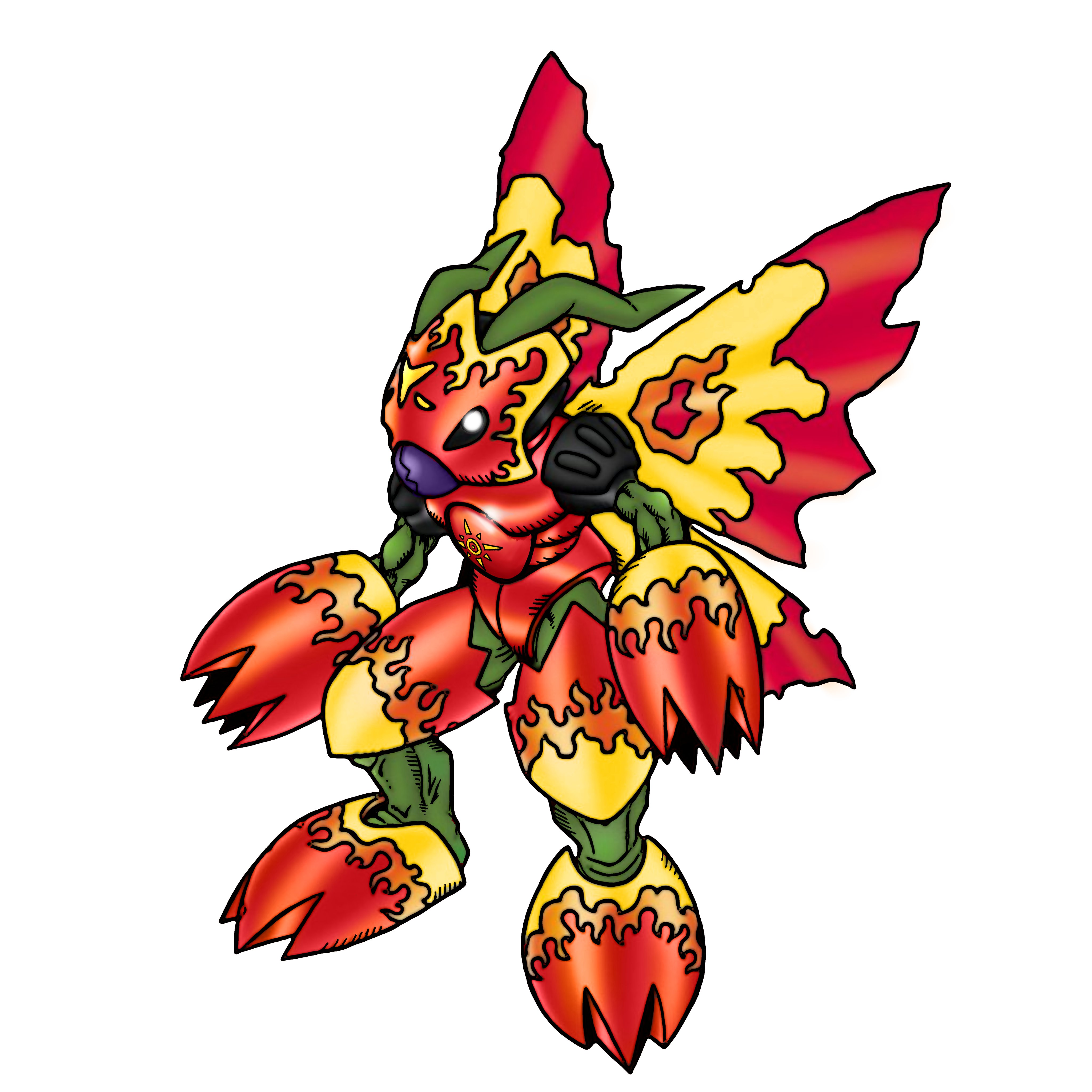 absurdres armor bug colored_skin crests_(digimon) digimon digimon_(creature) digimon_adventure_02 green_skin highres insect_wings looking_at_viewer shadramon solo third-party_edit wings