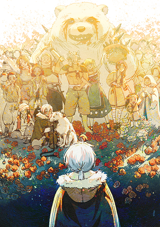 6+boys 6+girls ^_^ animal armor arms_up bandaged_arm bandages bear bird black_hair blonde_hair blood bloody_tears braid chest_guard child cloak closed_eyes couple covered_face crab crowd doll everyone faceless faceless_female faceless_male facing_away field flower flower_field fumetsu_no_anata_e fur_trim fushi gugu_(fumetsu_no_anata_e) hand_on_another&#039;s_head hand_up hands_up happy hat helmet hetero hood hood_down hooded_cloak hooded_jacket jacket joan_(fumetsu_no_anata_e) kansatsusha locked_arms long_hair low_ponytail march_(fumetsu_no_anata_e) mia_(fumetsu_no_anata_e) multiple_boys multiple_girls old old_woman on_one_knee one_eye_covered oniguma_(fumetsu_no_anata_e) oopa_(fumetsu_no_anata_e) parona pauldrons petting pioran ponytail rabbit rean_cropp red_flower red_rose rose sandel_(fumetsu_no_anata_e) short_hair shorts shoulder_armor solo_focus standing the_nameless_boy_(fumetsu_no_anata_e) tonari_dalton topless_male twintails uroy_(fumetsu_no_anata_e) waving wolf xualwqy