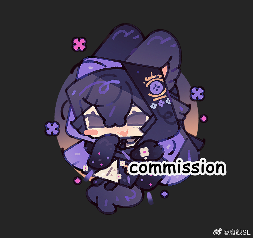 :3 animal_ears black_background black_hoodie byakuran_leo cat_ears cat_girl chibi chibi_only dress hood hoodie original purple_hoodie simple_background