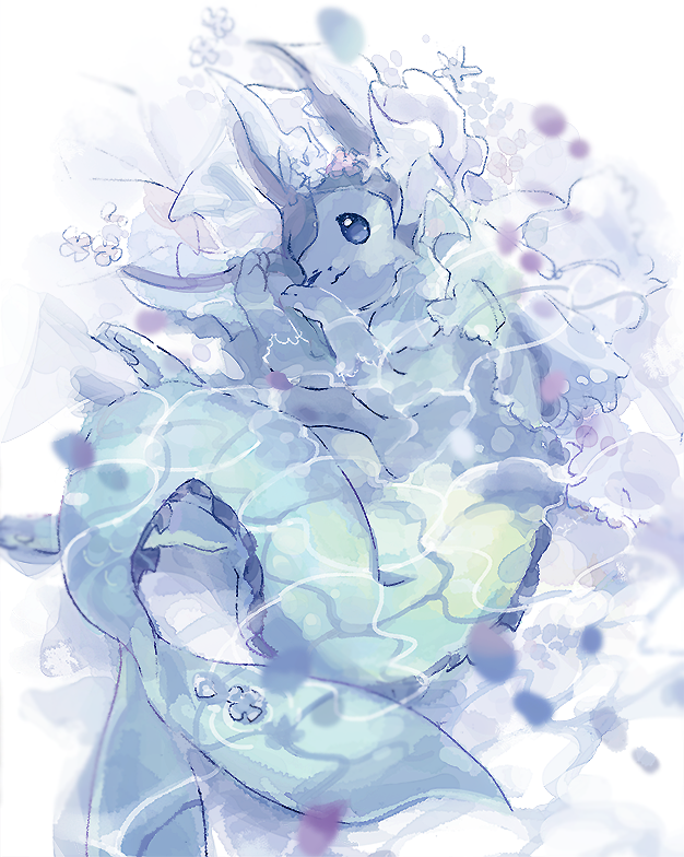 blue_skin colored_skin gen_1_pokemon nintendo one_eye_closed pokemon pokemon_(creature) solo tail vaporeon yurano_(upao)