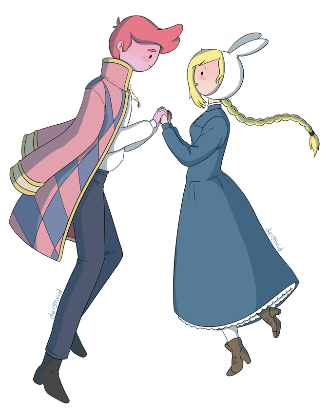 1boy 1girl adventure_time animal_ears argyle artist_name blonde_hair blush_stickers boots braid cartoon_network colored_skin cosplay deighvid dress eye_contact fake_animal_ears fionna_campbell floating_hair frederator full_body genderswap genderswap_(ftm) genderswap_(mtf) hair_tie hetero high_heel_boots high_heels hood howl howl_(cosplay) howl_(howl_no_ugoku_shiro) howl_(howl_no_ugoku_shiro)_(cosplay) howl_no_ugoku_shiro interlocked_fingers jacket jacket_on_shoulders jewelry long_hair long_sleeves looking_at_another necklace pants parody pendant pink_hair pink_skin prince_bubba_gumball prince_gumball rabbit_ears shoes signature simple_background single_braid sophie sophie_(cosplay) sophie_(howl_no_ugoku_shiro) sophie_(howl_no_ugoku_shiro)_(cosplay) studio_ghibli very_long_hair white_background