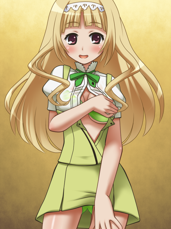 1girl awa blonde_hair bra ookami-san panties purple_eyes shirayuki_himeno underwear
