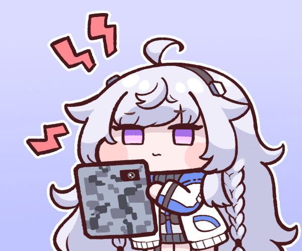 1girl :s ahoge blush_stickers braid bulga camouflage coat digital_camouflage dress hairband last_origin long_hair meme purple_eyes silver_hair solo sweater sweater_dress tablet_pc twin_braids ullr_(last_origin) very_long_hair winnie_the_pooh_reading_(meme)