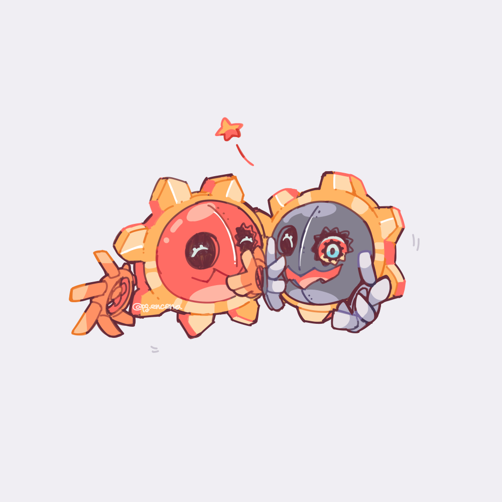 closed_eyes digimon digimon_(creature) gear hagurumon no_humans robot solarmon star_(symbol)