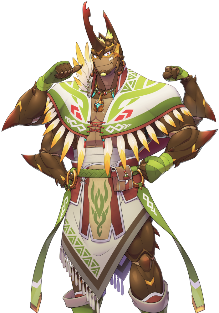 1boy another_eidos-r arthropod_boy bandaid bandaid_on_face bara beetle_boy beetle_horn cross-laced_clothes cross-laced_top edamamego extra_arms feet_out_of_frame green_hair hulk_(another_eidos) jewelry looking_at_viewer male_focus monster_boy muscular muscular_male necklace official_art pectoral_cleavage pectorals pelvic_curtain pointing pointing_at_self sarashi scales short_hair smile solo thick_eyebrows transparent_background