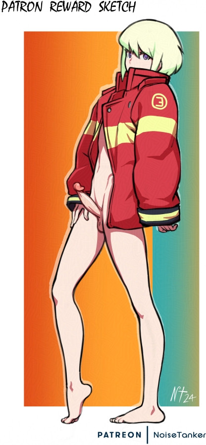 blonde_hair erection lio_fotia male_focus noise_tanker penis promare testicles