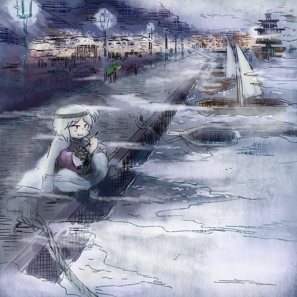 2others :t androgynous armor black_eyes black_headband blue_hair blue_hakama boat breastplate chewing chikafumikou chopsticks city closed_mouth crossed_legs eating fog food food_request fujiwara_no_iyozane green_hair hachimaki hakama hakama_pants haori headband holding holding_chopsticks holding_food jacket jacket_on_shoulders japanese_clothes kimono lamppost len&#039;en long_hair multiple_others night night_sky ocean other_focus outdoors pants purple_kimono rope sailboat scenery short_hair short_kimono side_ponytail sitting sky socks solo_focus taira_no_fumikado very_long_hair watercraft wavy_mouth white_jacket white_socks