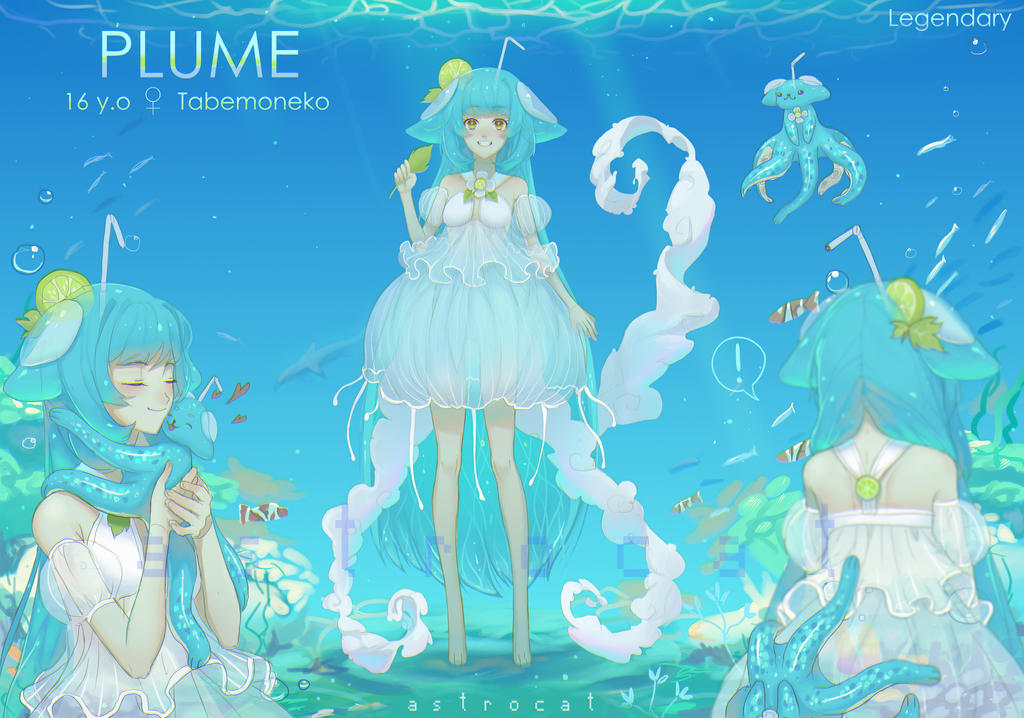 ! 1girl adoptable animal animal_hug arm_tattoo artist_name astrocatsama bare_legs bare_shoulders barefoot blue_hair bubble bubble_skirt center_opening character_age character_name reference_sheet closed_mouth clownfish coral cowboy_shot creature dappled_sunlight dress drinking_straw english_text eyelashes fish food food-themed_hair_ornament from_behind fruit fruit_hair_ornament full_body grin hair_ornament heart holding holding_creature holding_leaf knees leaf leaf_hair_ornament light_blush lime_(fruit) lime_slice long_hair multiple_views original pointy_ears puffy_short_sleeves puffy_sleeves seaweed see-through_clothes see-through_sleeves shadow short_dress short_sleeves shoulder_blades skirt sleeveless sleeveless_dress smile spoken_exclamation_mark straight-on straight_hair sunlight tattoo toes too_many too_many_fish underwater venus_symbol very_long_hair watermark white_dress white_sleeves yellow_eyes