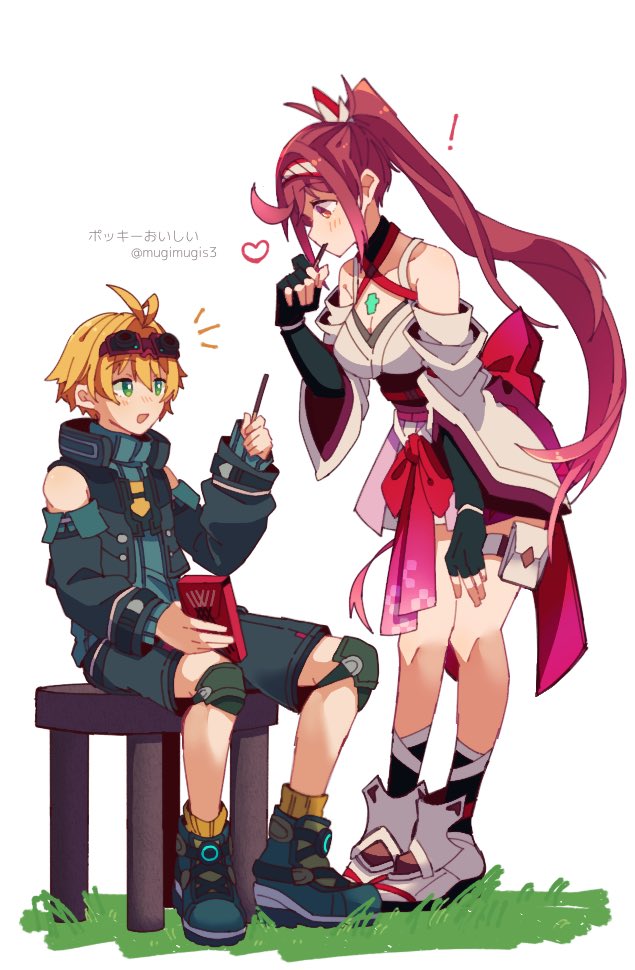 1boy 1girl blonde_hair breasts glimmer_(xenoblade) large_breasts long_hair mugimugis nikol_(xenoblade) ponytail short_hair very_long_hair xenoblade_chronicles_(series) xenoblade_chronicles_3 xenoblade_chronicles_3:_future_redeemed