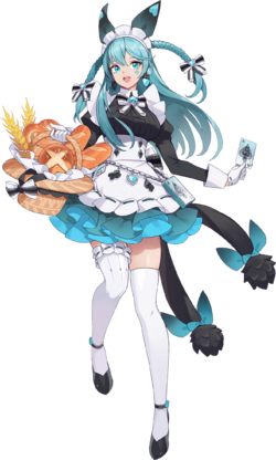 1girl :d ace_(playing_card) ace_of_spades alternate_costume animal_ears apron artist_request basket black_survival blue_eyes blue_hair braid bread breasts frilled_thigh_strap card commentary dress emma_hardy english_commentary enmaided eternal_return:_black_survival facial_mark fake_animal_ears food frilled_apron frilled_dress frills gloves hair_between_eyes high_heels holding holding_basket holding_card large_breasts long_hair long_sleeves looking_at_viewer lowres maid maid_apron maid_headdress official_alternate_costume official_art open_mouth playing_card simple_background smile solo spade_(shape) teeth thigh_strap thighhighs transparent_background twin_braids underbust upper_teeth_only white_gloves zettai_ryouiki
