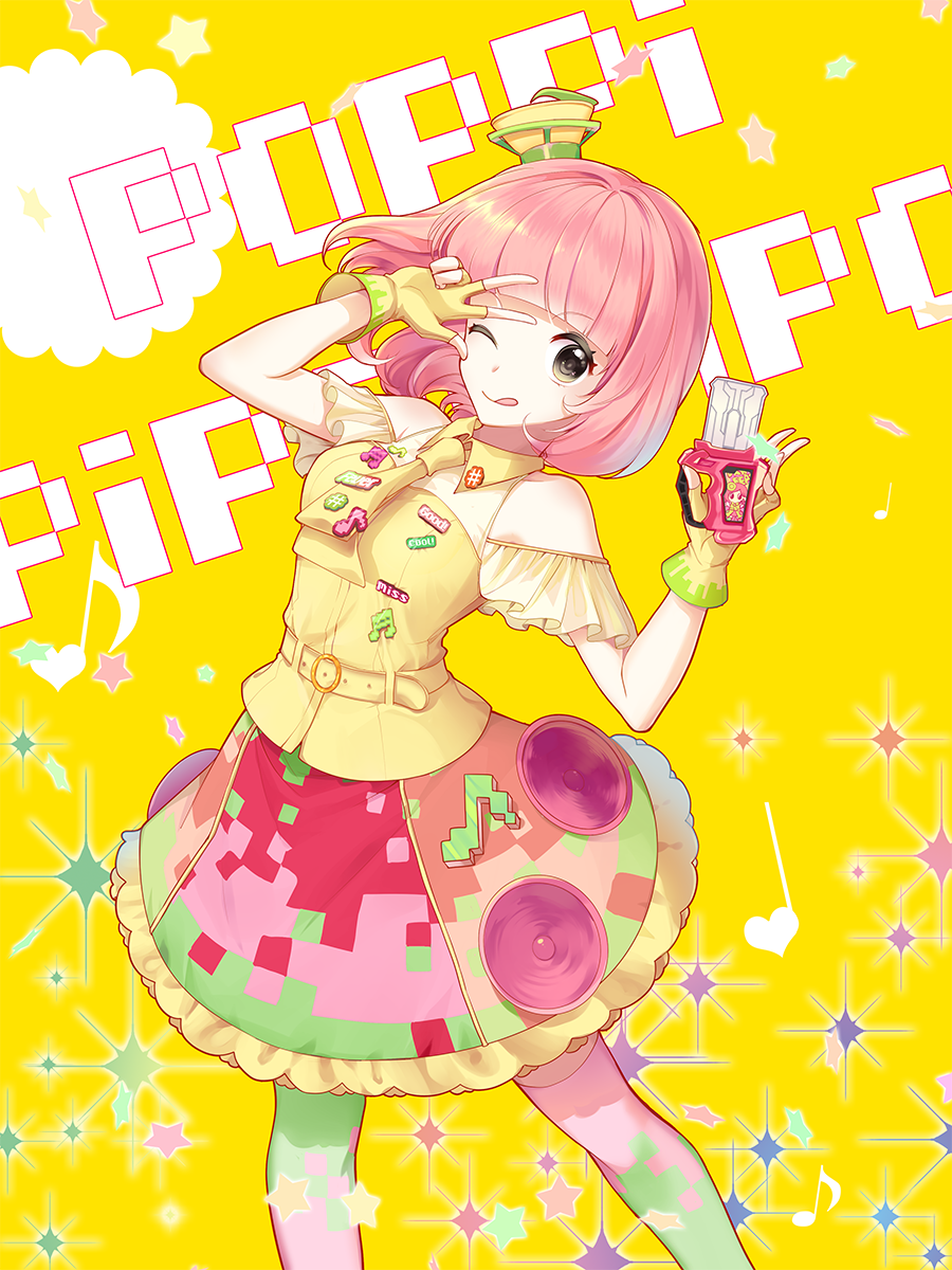 1girl bad_id bad_pixiv_id clothing_cutout female_focus highres kamen_rider kamen_rider_ex-aid_(series) poppi_pipopapo senet17 shoulder_cutout solo tagme thighhighs