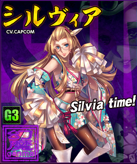 00s 1girl adapted_costume black_legwear blonde_hair blue_eyes boots breasts capcom crop_top detached_sleeves female_focus floral_print japanese_clothes knee_boots large_breasts lipstick long_hair makeup midriff miniskirt official_art onimusha_soul pom_pom_(cheerleading) sarashi sexy_silvia_(viewtiful_joe) silvia_(viewtiful_joe) skirt solo viewtiful_joe