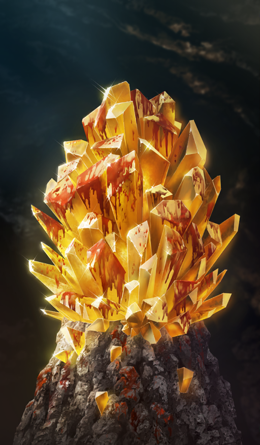 ambiguous_red_liquid brown_background commentary crystal diffraction_spikes fate/grand_order fate_(series) lasengle no_humans object_focus official_art sparkle splatter still_life third-party_source
