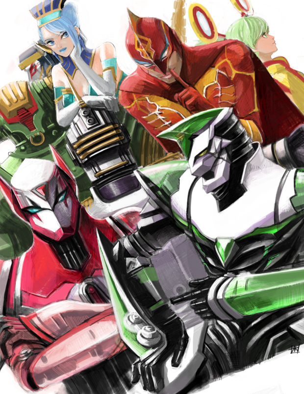 10s 2girls 6+boys antonio_lopez armor bad_id bad_pixiv_id barnaby_brooks_jr. blue_rose_(tiger_&amp;_bunny) cape dragon_kid fire_emblem_(tiger_&amp;_bunny) helmet huang_baoling ivan_karelin kaburagi_t._kotetsu karina_lyle keith_goodman mask multiple_boys multiple_girls nathan_seymour origami_cyclone power_armor power_suit rock_bison sky_high_(tiger_&amp;_bunny) spandex superhero_costume takamono tiger_&amp;_bunny wild_tiger