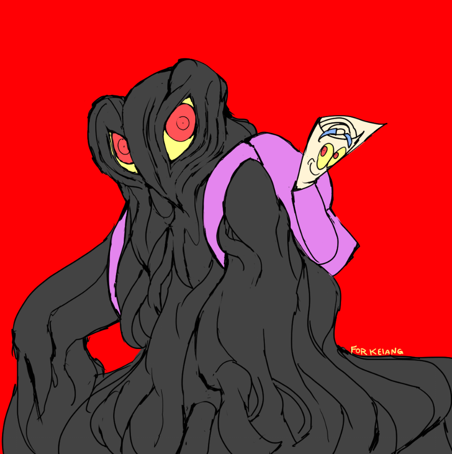 dora_the_explorer genc godzilla_(series) godzilla_vs._hedorah hedorah kaiju map_(dora_the_explorer) monster monster_focus red_background red_eyes simple_background toho