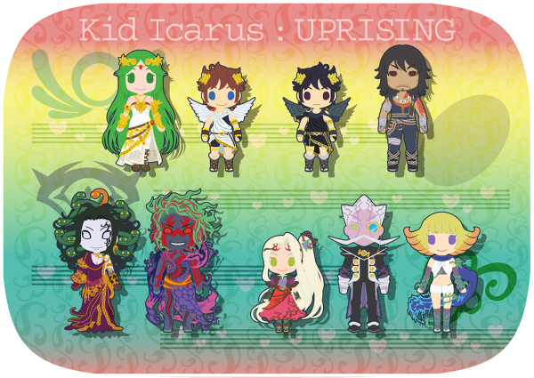 4girls 5boys angel arlon_(kid_icarus) black_hair blonde_hair blue_eyes brown_eyes brown_hair chibi dark_persona dark_pit dress dual_persona electricity english_text facial_hair frown gloves green_eyes green_hair hades_(kid_icarus) heart hiroka_m jewelry kid_icarus kid_icarus_uprising long_hair lots_of_jewelry magnus_(kid_icarus) medusa_(kid_icarus) monocle multiple_boys multiple_girls mustache nintendo pale_skin palutena phosphora pit_(kid_icarus) plant ponytail purple_eyes red_eyes scarf short_hair smile snake tattoo thighhighs tunic very_long_hair vines viridi white_eyes white_hair wings wreath yellow_eyes