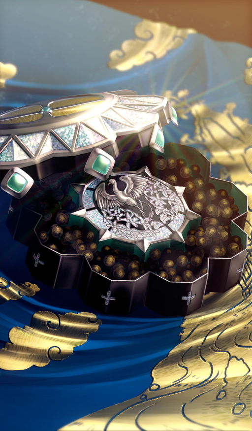 bird blue_background box chocolate commentary diffraction_spikes fate/grand_order fate_(series) food_focus glint hayosena in_box in_container no_humans official_art still_life third-party_source