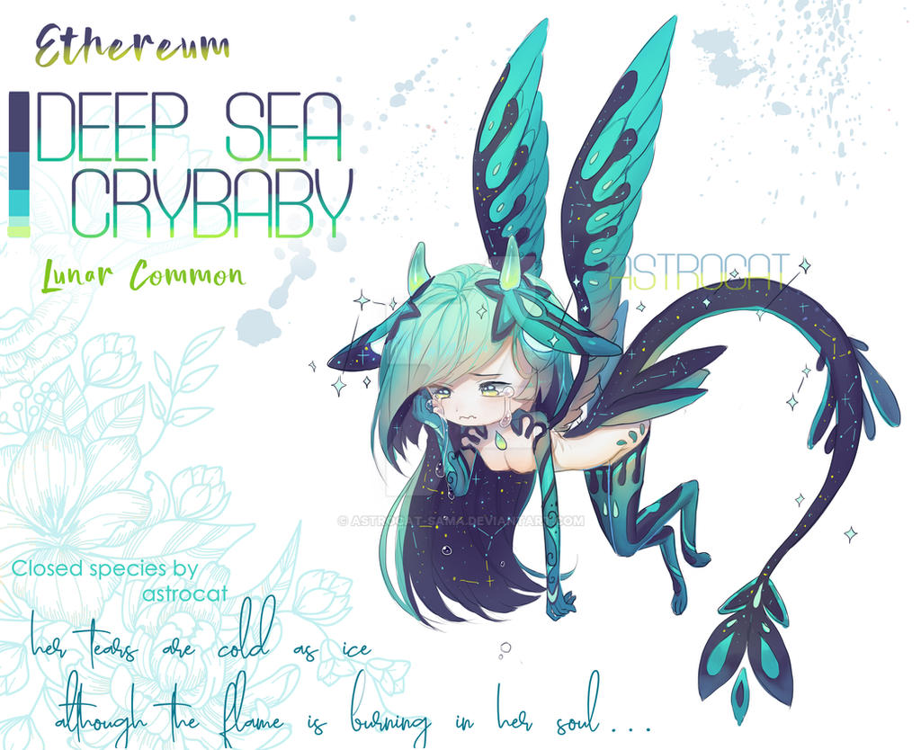 1girl adoptable animal_ears animal_feet artist_name astrocatsama breasts chest_jewel closed_mouth color_guide completely_nude constellation crying crying_with_eyes_open deformed deviantart_logo deviantart_username english_text feathered_wings floral_background full_body furrowed_brow gem green_gemstone green_horns green_wings horns looking_ahead nipples nude original simple_background small_breasts solo star_(sky) streaming_tears tail tears wavy_mouth white_background wings wiping_tears