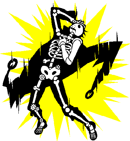 1boy arc_system_works blazblue cape electrocution lowres male_focus mechanical_legs pixel_art relius_clover short_hair skeleton solo transparent_background x-ray