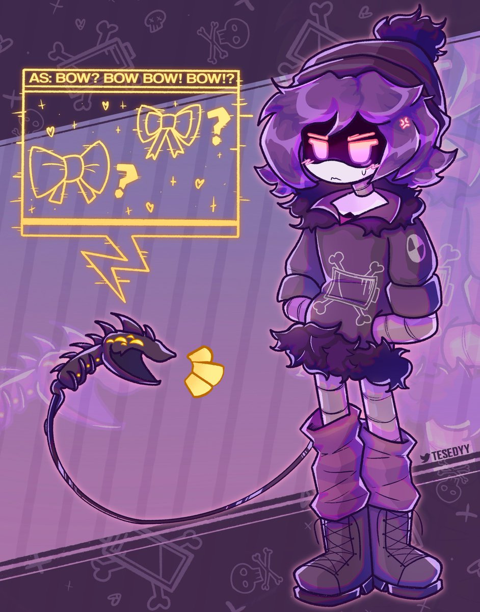2girls beanie_hat boots choker cyn_(murder_drones) glitch_productions hat highres hood hoodie multicolored_eyes multiple_girls murder_drones purple_hair robot striped_legwear tail uzi_(murder_drones)