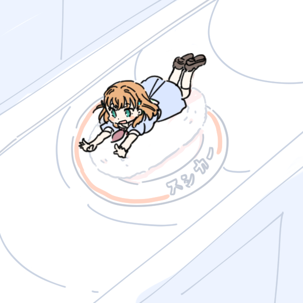 1girl :&lt; ? aqua_eyes blue_dress blush_stickers brown_shoes conveyor_belt_sushi crossed_bangs dress food full_body hair_ornament hair_ribbon hasu_no_sora_school_uniform hinoshita_kaho link!_like!_love_live! loafers love_live! medium_dress medium_hair mini_person minigirl neckerchief orange_hair pleated_dress puffy_short_sleeves puffy_sleeves rabbit_hair_ornament red_neckerchief ribbon sailor_collar sailor_dress school_uniform shinanoya_(satanicad) shoes short_sleeves socks solo summer_uniform sushi two_side_up virtual_youtuber white_sailor_collar white_socks