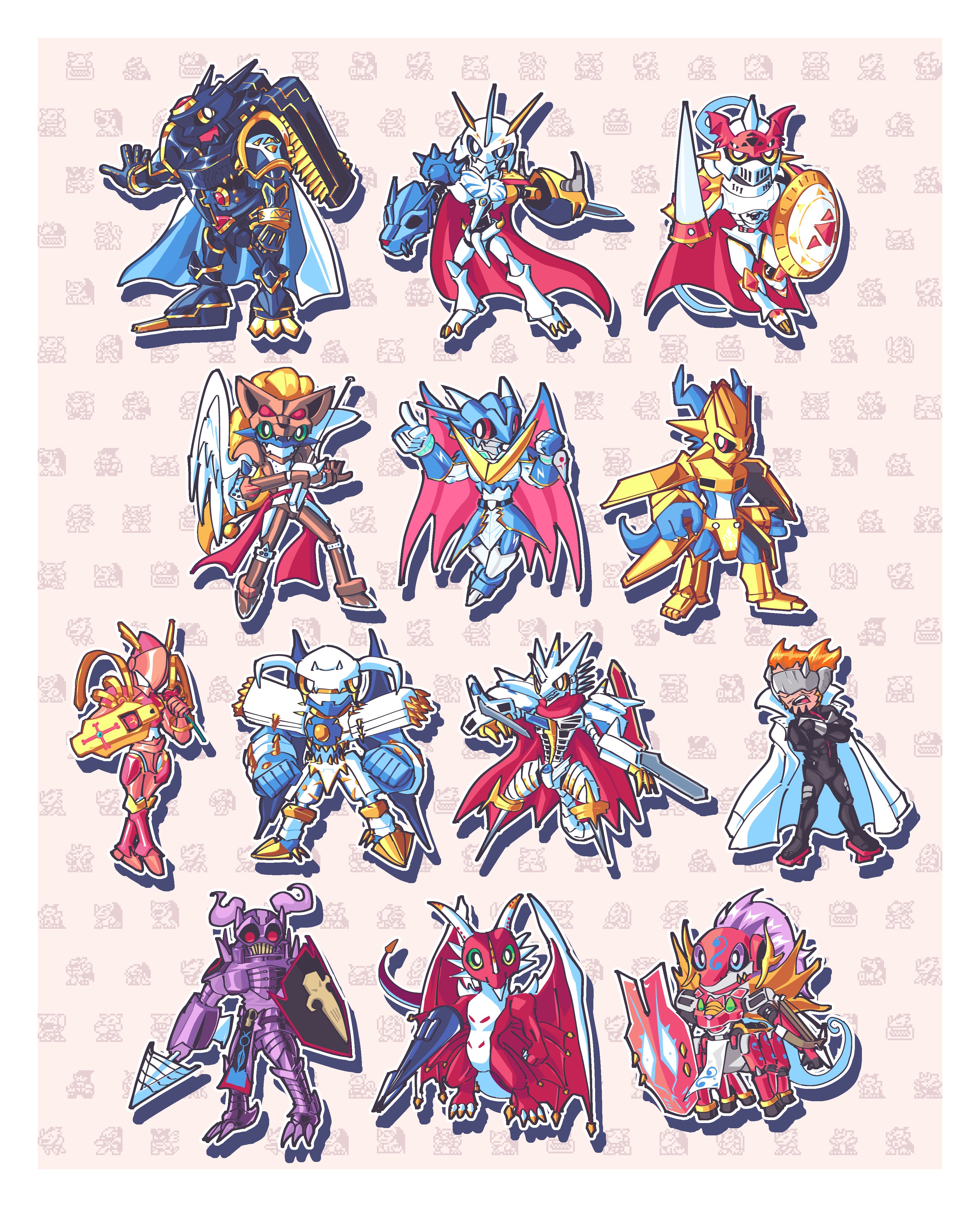 absurdres alphamon armor craniummon digimon dragon duftmon dukemon dynasmon examon full_armor gankoomon highres horns jesmon looking_at_viewer lordknightmon magnamon omegamon royal_knights sleipmon ulforcev-dramon
