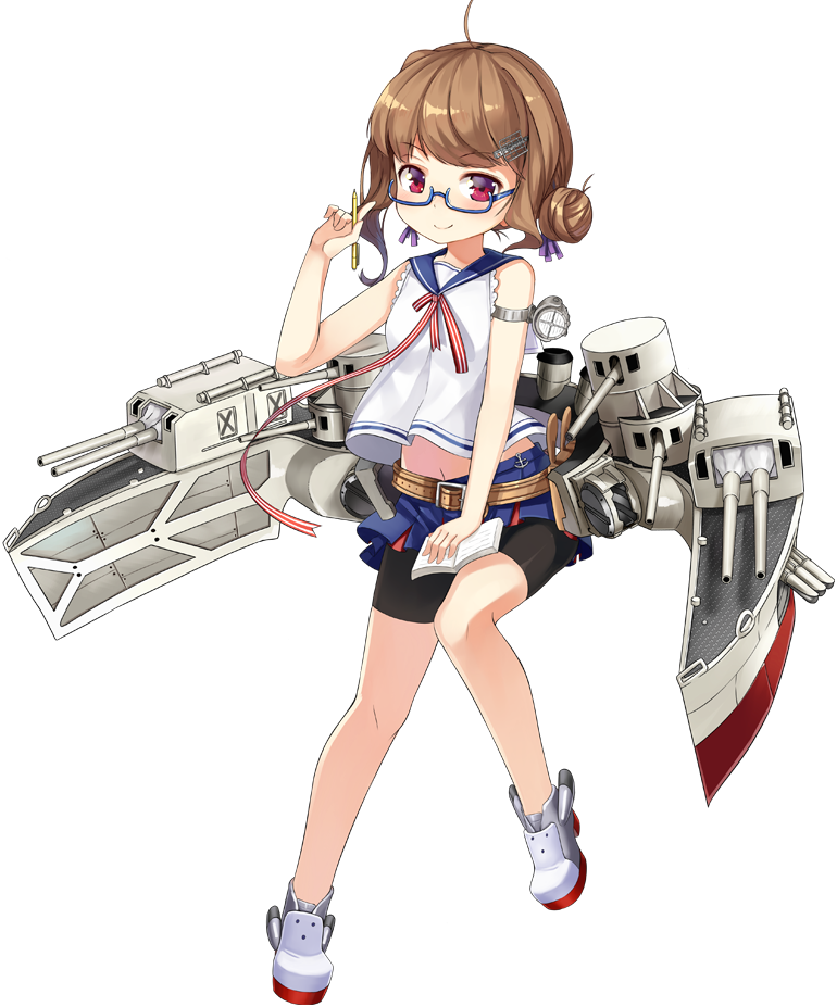 1girl ahoge anchor armband artist_request azur_lane bare_shoulders belt belt_buckle between_fingers bike_shorts blue-framed_eyewear blue_skirt blush book brown_belt brown_hair buckle closed_mouth eyebrows facing_away female_focus full_body glasses hair_bun hair_ornament hair_ribbon holding holding_pencil looking_at_viewer machinery mechanical_pencil miniskirt navel official_art open_book pencil purple_ribbon raleigh_(azur_lane) red_eyes ribbon sailor_collar semi-rimless_eyewear ship_turret shirt shoes short_hair shorts shorts_under_skirt side_bun single_hair_bun single_side_bun skirt sleeveless sleeveless_shirt smile solo spotlight stomach striped_ribbon torpedo transparent_background under-rim_eyewear white_shoes