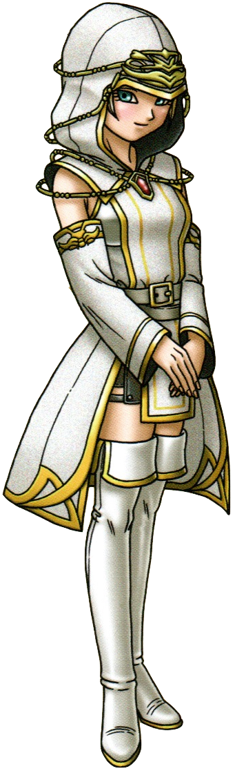 1girl aqua_eyes artist_request blonde_hair boots check_artist closed_mouth detached_sleeves dragon_quest dragon_quest_x full_body gem gold_trim hood hood_up kamil_(dq10) looking_at_viewer looking_to_the_side official_art red_gemstone scan shirt short_hair sleeveless sleeveless_shirt smile solo thigh_boots third-party_edit third-party_extraction third-party_source toriyama_akira white_boots white_sleeves
