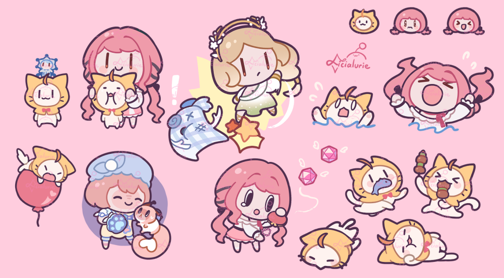 ! &gt;_&lt; 1girl ^^^ ahoge animal apron asphyxiation balloon black_bow black_eyes blonde_hair blue_bow blue_dress blue_hair blue_hat bow bow_choker bowtie brown_eyes brown_ribbon bubble_print bye-bye_dust_(infinity_nikki) capelet cat cheek_squash chibi choker cloak closed_eyes closed_mouth clothed_animal commentary cushion_squirrel determined diamond_(gemstone) dress drowning ear_covers eating english_commentary esseling_(infinity_nikki) fighting fish_in_mouth floating_hair flower flying_sweatdrops food frilled_shirt frilled_skirt frills frown gem gradient_clothes gradient_dress green_dress grey_ribbon hair_bow hair_flower hair_intakes hair_ornament hair_ribbon hair_tubes hairband happy hat hat_bow holding holding_animal holding_brush holding_food holding_wallet hood hood_up hooded_cloak infinity_nikki kneehighs layered_dress layered_skirt leg_ribbon licialurie long_hair long_sleeves looking_at_another low-tied_long_hair low_twintails lying medium_skirt mini_person minigirl mob_cap momo_(nikki) multiple_views nikki_(nikki) nikki_(series) off-shoulder_dress off-shoulder_shirt off_shoulder on_side on_stomach open_mouth orange_bow orange_bowtie partially_submerged paw_print perfect_start_(infinity_nikki) pink_background pink_bow pink_choker pink_gemstone pink_hair pink_shoes pink_skirt pocket pom_pom_hat_ornament poverty puffy_long_sleeves puffy_short_sleeves puffy_sleeves ribbon sad_sack_(infinity_nikki) shirt shoes short_sleeves signature simple_background single_hair_tube sitting sitting_on_head sitting_on_person skewer skirt sleeve_bow smile socks solid_oval_eyes squirrel star_(symbol) starlet_burst_(infinity_nikki) tail_raised tearing_up traditional_bowtie tress_ribbon twintails v-shaped_eyebrows very_long_hair wallet watermark wavy_mouth white_capelet white_cat white_dress white_flower white_hat white_shirt white_skirt white_socks wide-eyed wind_of_purity_(infinity_nikki) yellow_apron yellow_cloak yellow_hairband