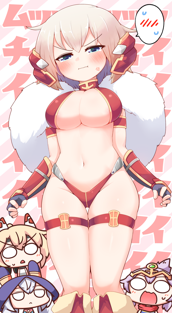 4girls :&lt; :i alternate_costume anger_vein animal_hood arm_strap armor ayanami_(azur_lane) ayanami_(dynamic_kick!)_(azur_lane) azur_lane bikini bikini_armor black_gloves black_scarf blonde_hair blue_eyes blush boots breasts brown_hair chibi chibi_inset circlet cleavage closed_mouth commentary_request cowboy_shot embarrassed fur_trim gauntlets gloves groin hair_between_eyes half-closed_eyes head_tilt headband headgear high_ponytail highres hood hood_up javelin_(a_legend_is_born?!)_(azur_lane) javelin_(azur_lane) kado_(hametunoasioto) knee_boots laffey_(azur_lane) laffey_(sleepageddon)_(azur_lane) large_breasts long_hair looking_at_viewer multiple_girls navel o_o open_mouth ponytail purple_hair rabbit_hood red_bikini red_footwear red_scarf scarf short_hair sidelocks skindentation solo_focus spoken_blush standing stomach sweat swimsuit tears thigh_gap thigh_strap translation_request twintails white_hair z23_(azur_lane) z23_(upgrade_failure?!)_(azur_lane)