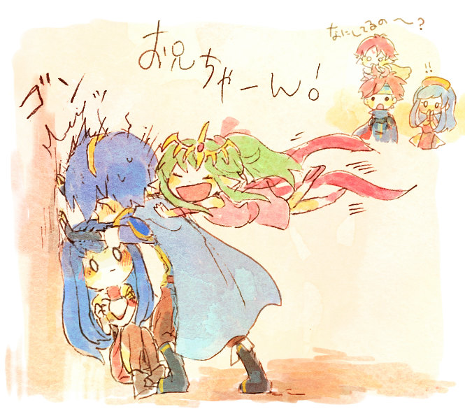 ! !! 2boys 4girls against_wall armor black_gloves blank_eyes blue_hair blush blush_stickers boots caeda_(fire_emblem) cape closed_eyes covering_own_mouth cowering eating_hair elbow_gloves empty_eyes fae_(fire_emblem) fingerless_gloves fire_emblem fire_emblem:_mystery_of_the_emblem fire_emblem:_shadow_dragon fire_emblem:_the_binding_blade fire_emblem_heroes gloves green_hair hair_in_own_mouth hair_ornament hairband hand_on_wall hand_to_own_mouth hat headband hug hug_from_behind jumping kappaman lilina_(fire_emblem) long_hair marth_(fire_emblem) multiple_boys multiple_girls nintendo on_head open_mouth own_hands_together pointy_ears ponytail red_hair roy_(fire_emblem) sash short_hair sitting spiked_hair standing surprised sweatdrop tiki_(fire_emblem) tiki_(young)_(fire_emblem) traditional_media