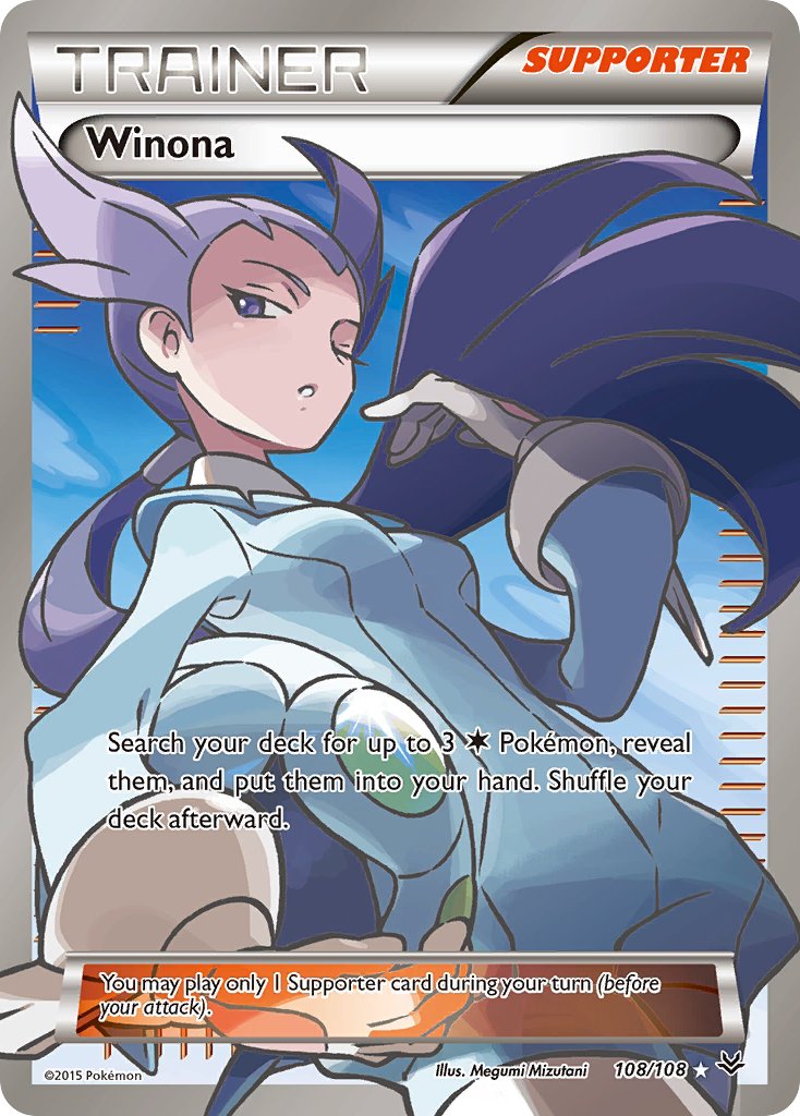 1girl artist_name blue_helmet blue_sky character_name copyright_name copyright_notice english_text eyelashes flight_suit glint gloves helmet holding holding_helmet long_hair long_sleeves mizutani_megumi nintendo official_art one_eye_closed pokemon pokemon_card pokemon_oras pokemon_tcg ponytail purple_eyes purple_hair sky solo third-party_source trading_card white_gloves winona_(pokemon)