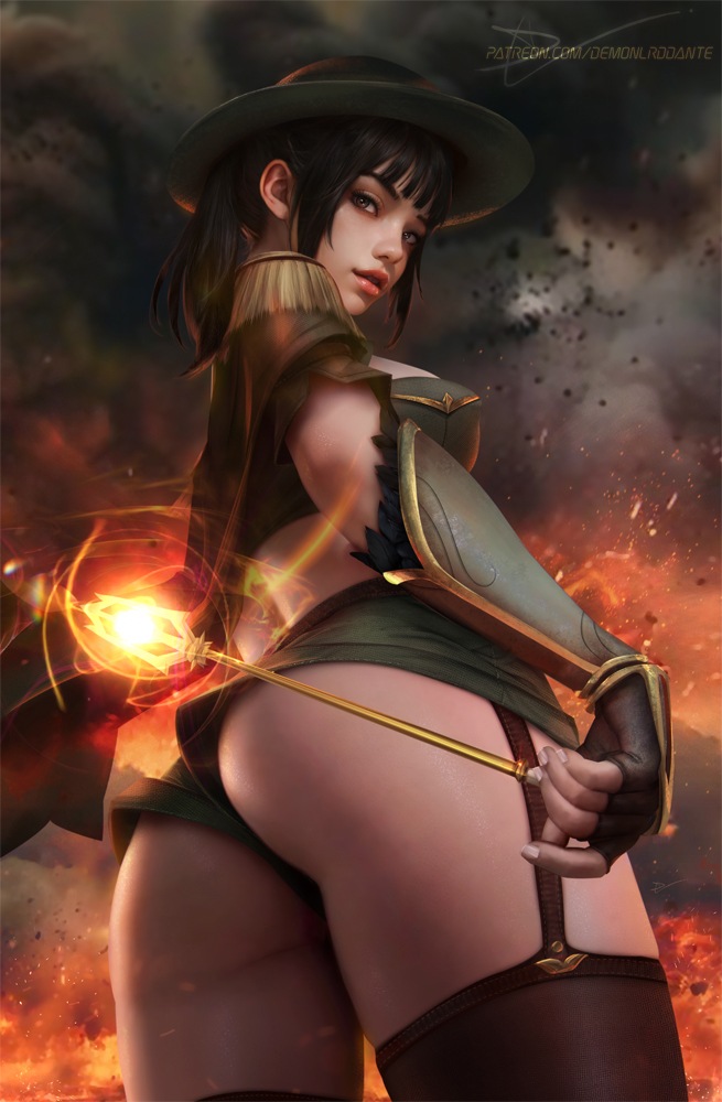 1girl ass bad_tag black_hair demonlorddante magical_girl tagme