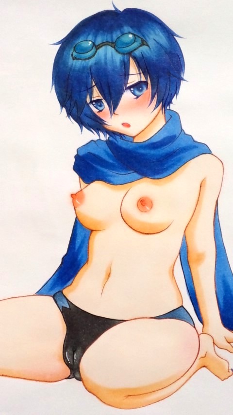 1girl breasts chilblain-edda kaiko_(vocaloid) medium_breasts nipples pussy swimsuit tagme vocaloid