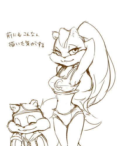 armpits berri conker conker&#039;s_bad_fur_day furry lowres object_on_head panties panties_on_head ponytail rareware singlet sketch translation_request underwear