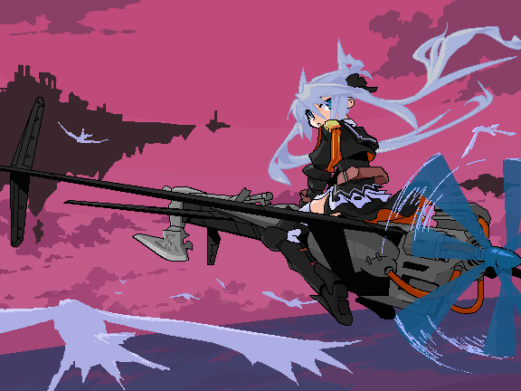 flying mof mof&#039;s_silver_haired_twintailed_girl oekaki original silver_hair solo tagme
